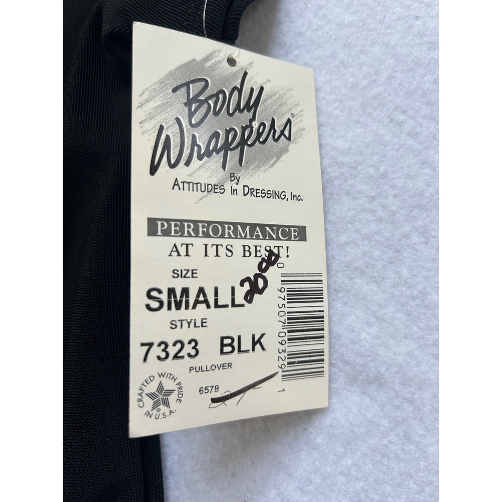 Body Wrappers Black Mock Neck Short Sleeve Dance Top Style 7323 Small - Picture 4 of 6